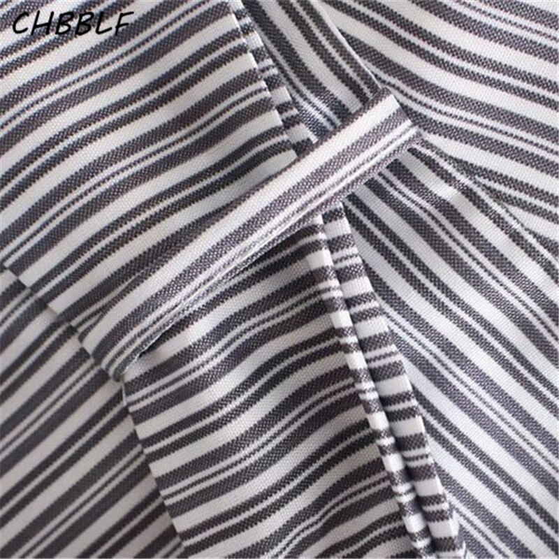 CHBBLF women V neck jumpsuits bow tie sashes back zipper sleeveless female casual striped overalls playsuits XDN8892