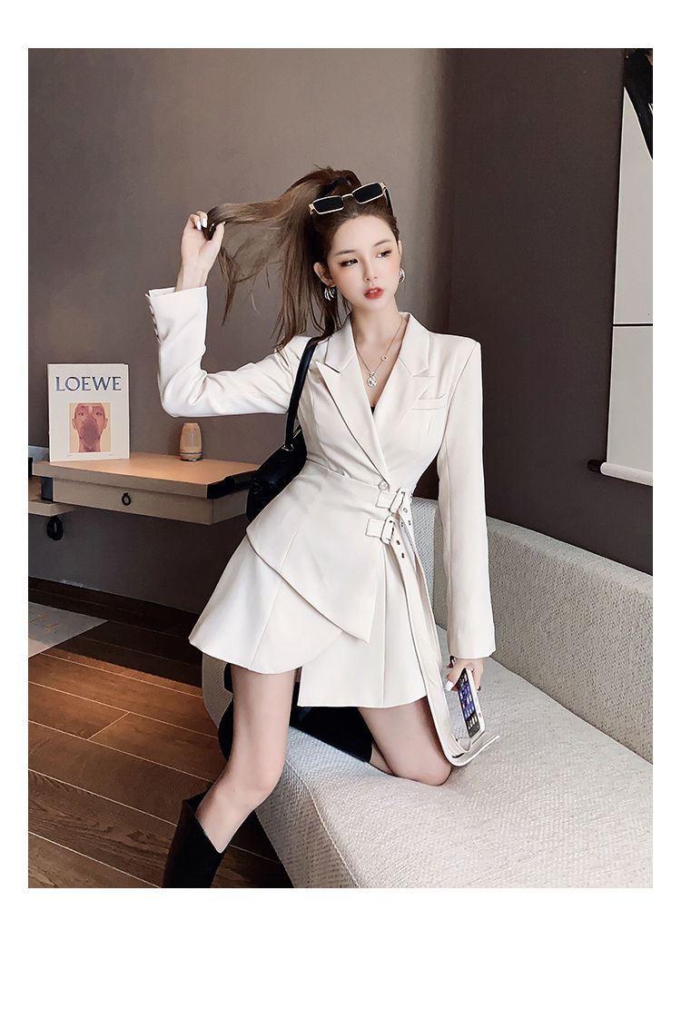 Long Sleeve Blazer Dress Female Mini Party Office Lady Elegant Dress Female One-piece Dress Korean Belt Winter New Style Dress