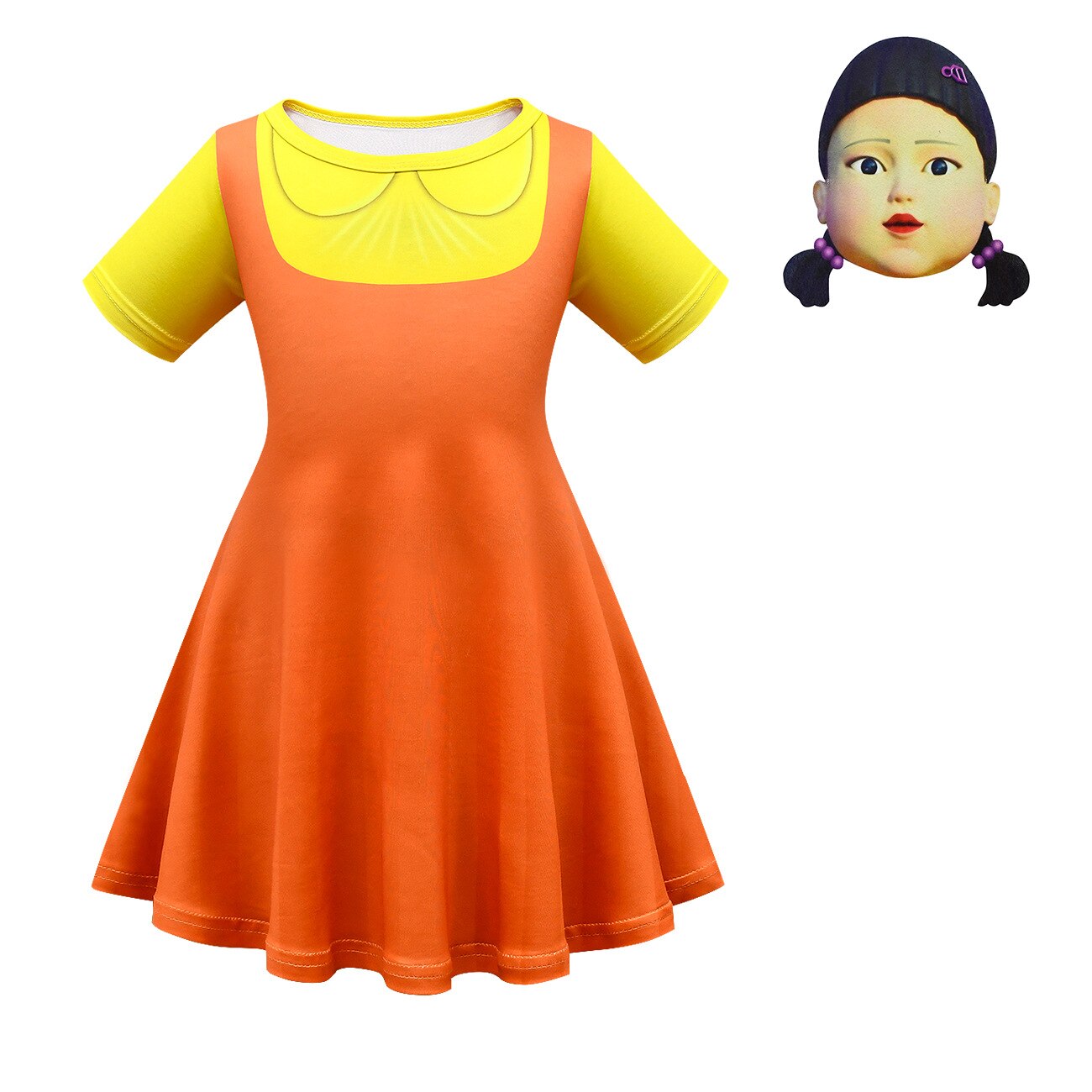 Squid Game Party Cosplay Costume Girls Yellow Short Sleeve Dress Girl Halloween Costumes Doll Birthday party carnival Clothing