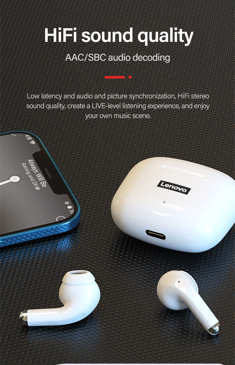 Lenovo LP40 Pro Earphone Bluetooth 5.1 Wireless Headphones Waterproof Earpieces Sports Earbuds Wiht Microphone Music TWS Headset