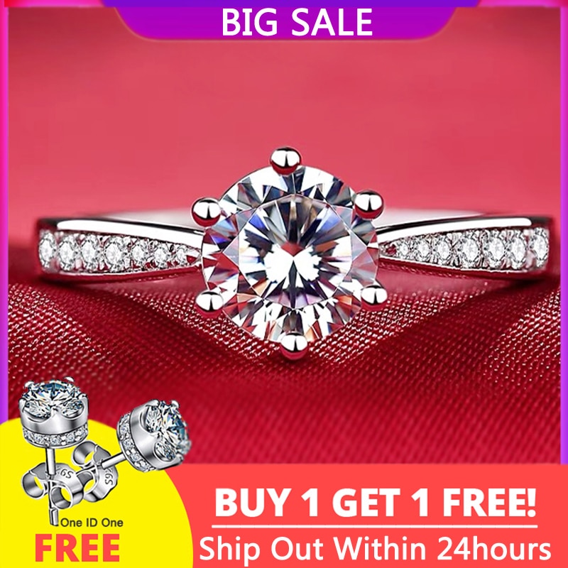 Free Get Earrings CZ Zircon Engagement Ring Fine Jewelry White Gold Color Tibetan Silver Ring Wedding Band for Women