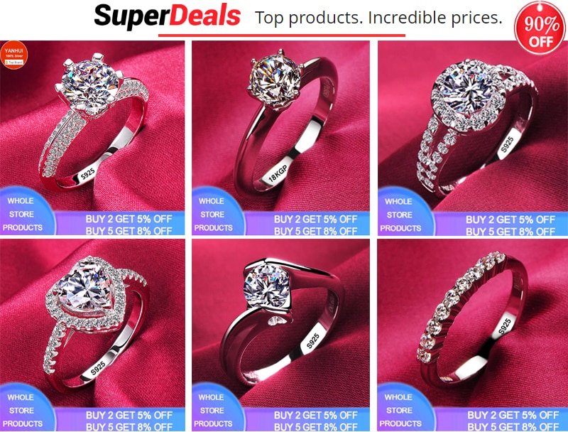 Free Get Earrings CZ Zircon Engagement Ring Fine Jewelry White Gold Color Tibetan Silver Ring Wedding Band for Women