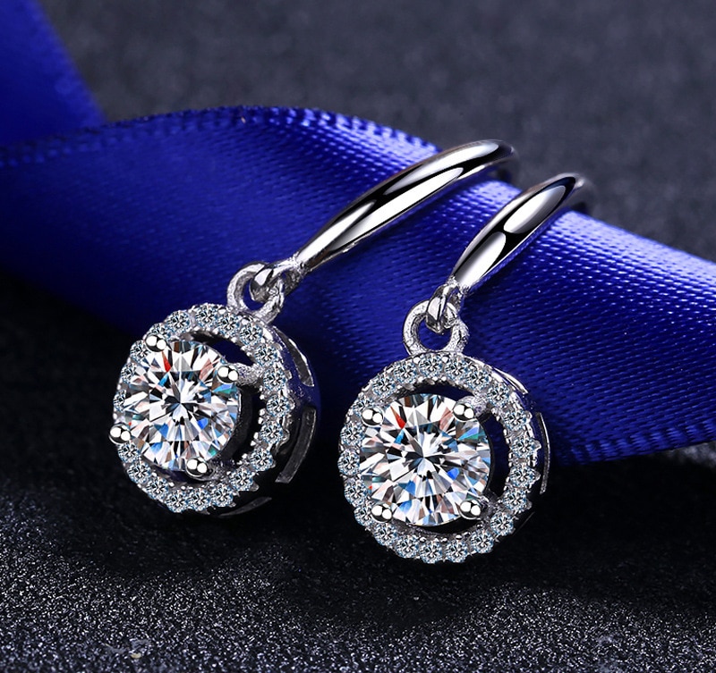 Never Fade Real Tibetan Silver Earrings Luxury Natural CZ Zircon Double Stud Earrings Women Wedding Ear Jewelry Gift