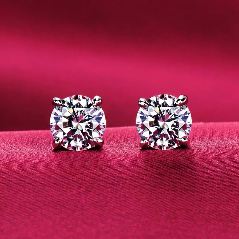 Never Fade Real Tibetan Silver Earrings Luxury Natural CZ Zircon Double Stud Earrings Women Wedding Ear Jewelry Gift