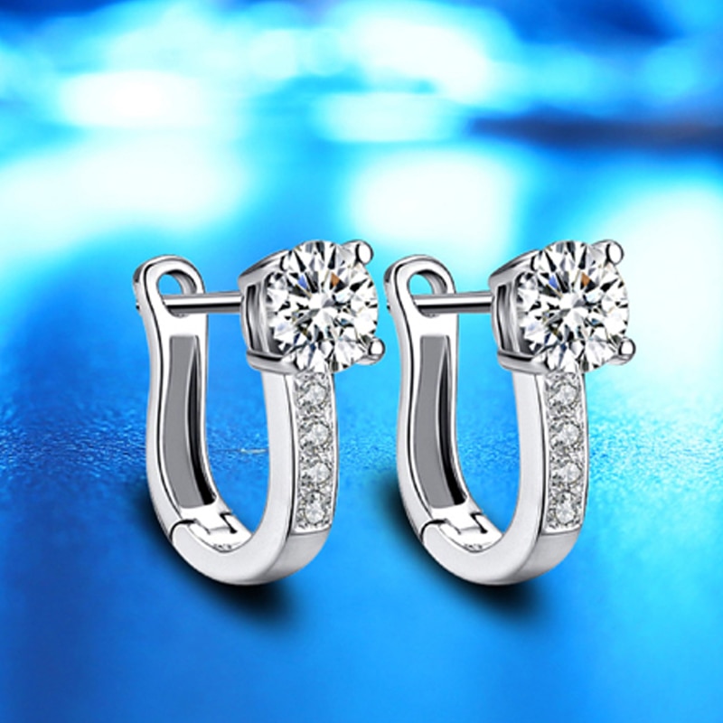 Never Fade Real Tibetan Silver Earrings Luxury Natural CZ Zircon Double Stud Earrings Women Wedding Ear Jewelry Gift