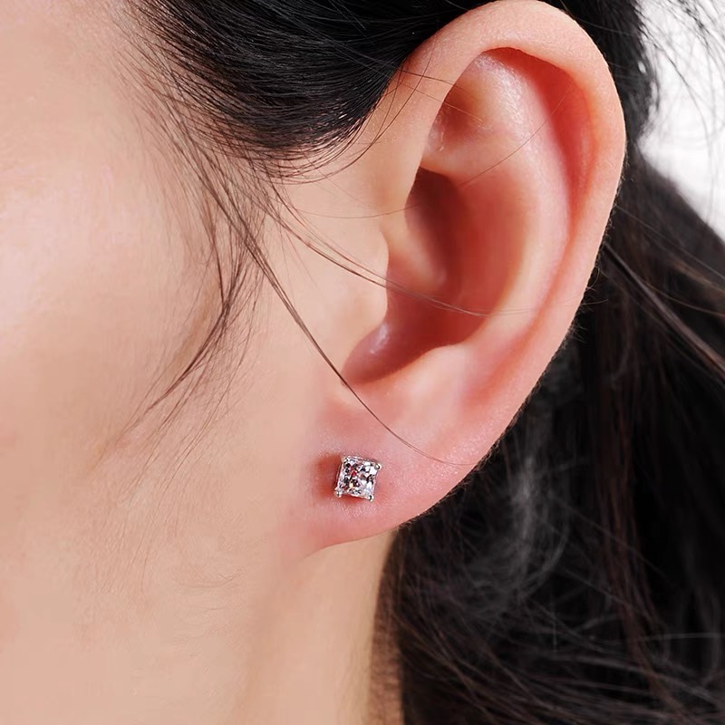 Never Fade Real Tibetan Silver Earrings Luxury Natural CZ Zircon Double Stud Earrings Women Wedding Ear Jewelry Gift