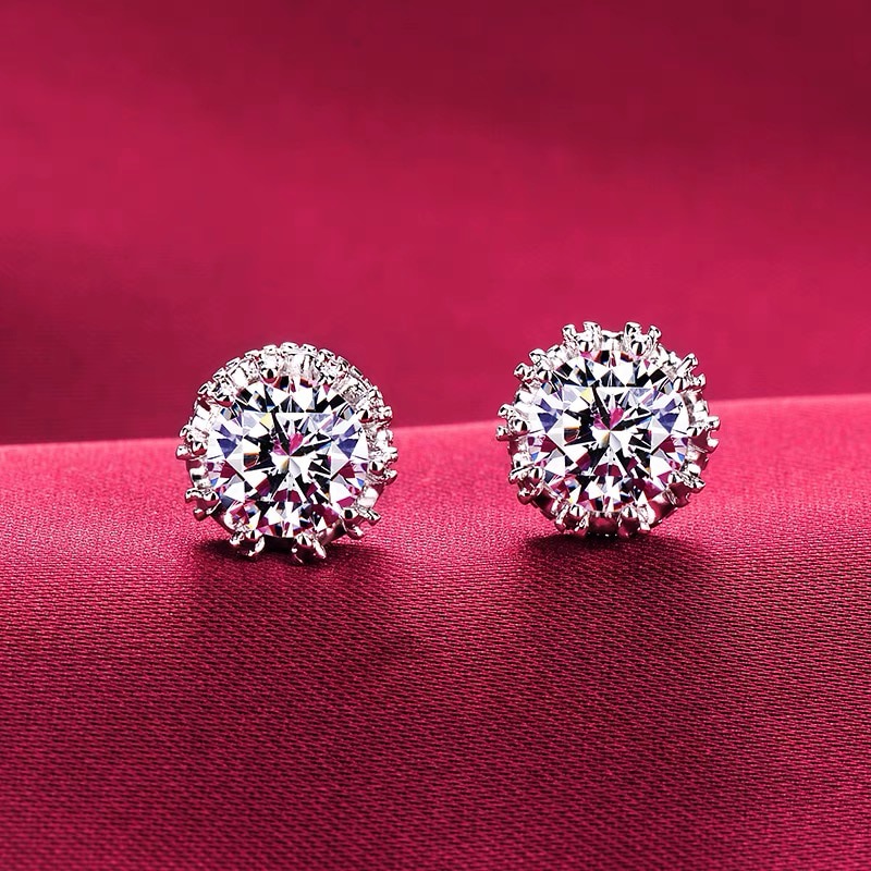 Never Fade Real Tibetan Silver Earrings Luxury Natural CZ Zircon Double Stud Earrings Women Wedding Ear Jewelry Gift