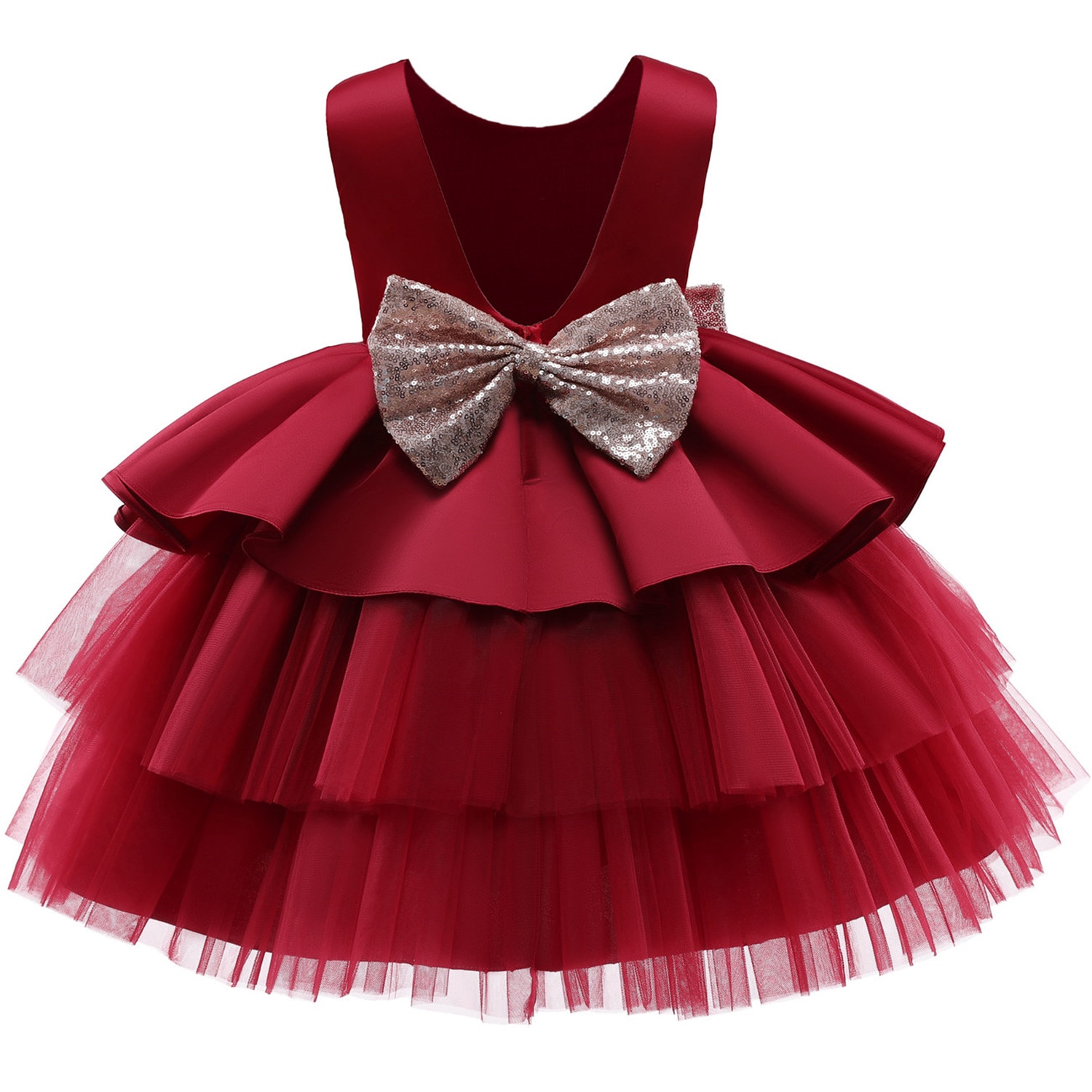 Toddler  Baby Girl Dress  Big Bow Baptism Dress for Girls First Year Birthday Party Wedding Dress Baby Clothes Tutu Fluffy Gown