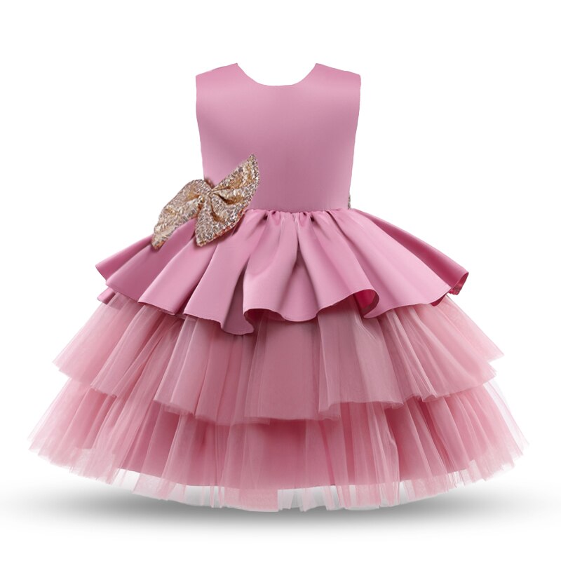 Toddler  Baby Girl Dress  Big Bow Baptism Dress for Girls First Year Birthday Party Wedding Dress Baby Clothes Tutu Fluffy Gown